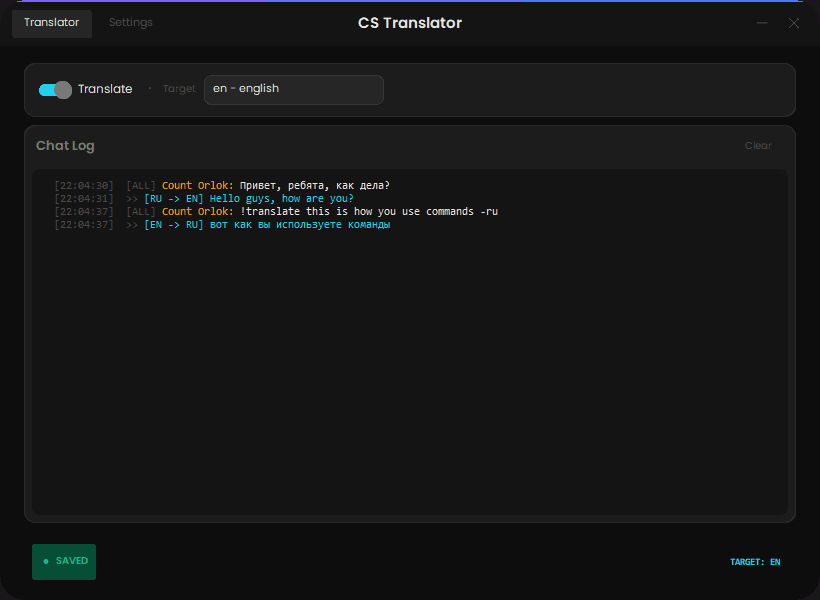 CS2 Translator Interface